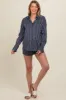 Navy Striped Button Down Top And Shorts Maternity Set sold by Pinkblush