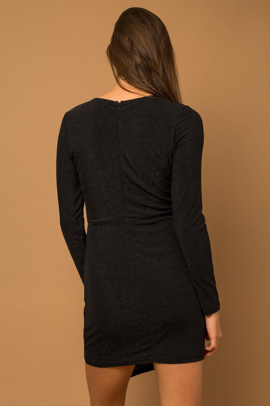 Black Long Sleeve Knit Pleated Dress sold by Pinkblush product image thumbnail 3