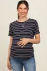 Navy Striped Short Sleeve Maternity Top sold by Pinkblush