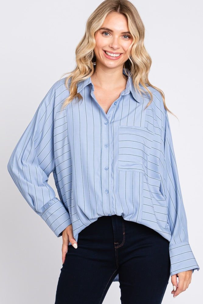 Blue Striped Oversized Maternity Blouse sold by Pinkblush product image thumbnail 5