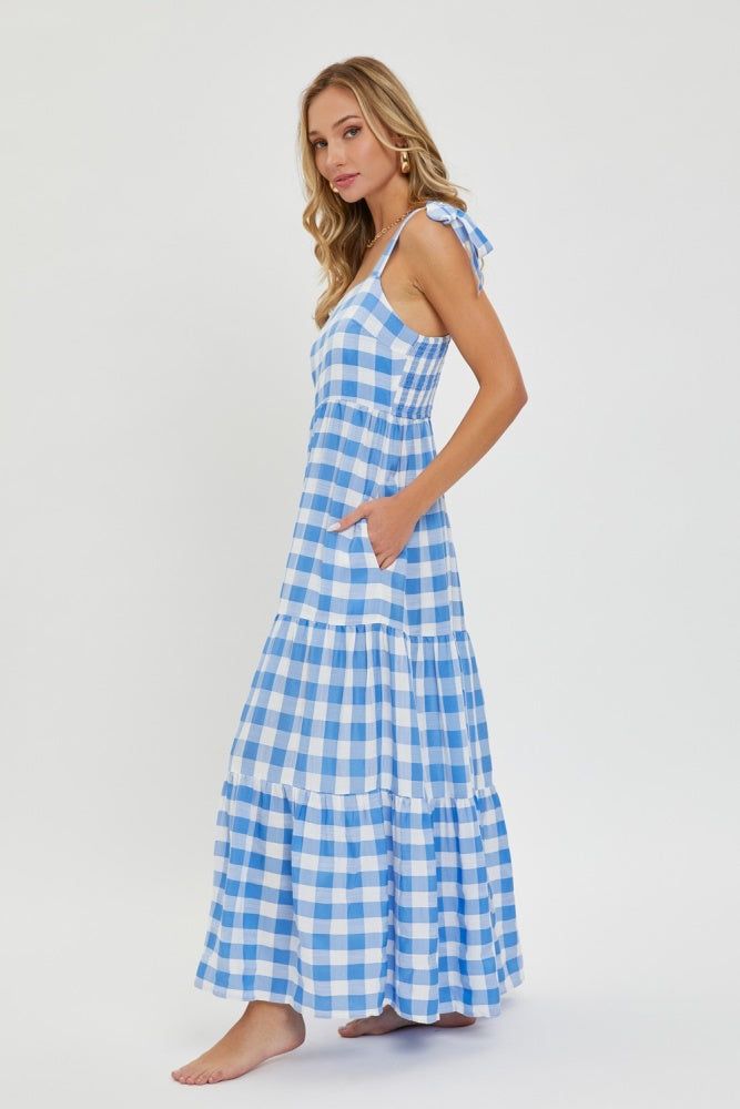 Blue Gingham Maxi Dress sold by Pinkblush product image thumbnail 2