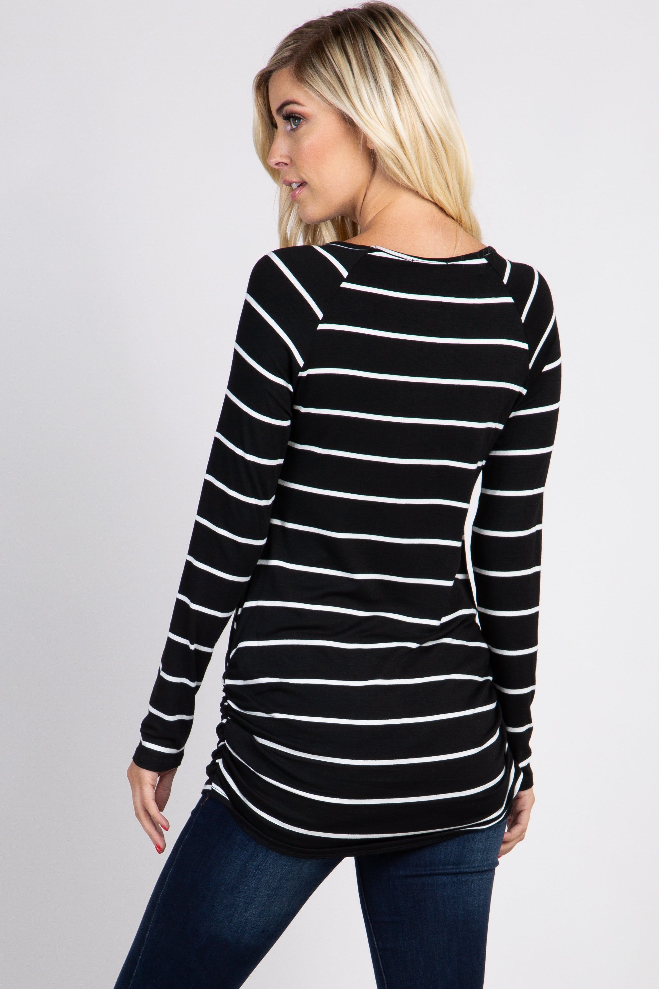 Black Striped Ruched Top sold by Pinkblush product image thumbnail 4