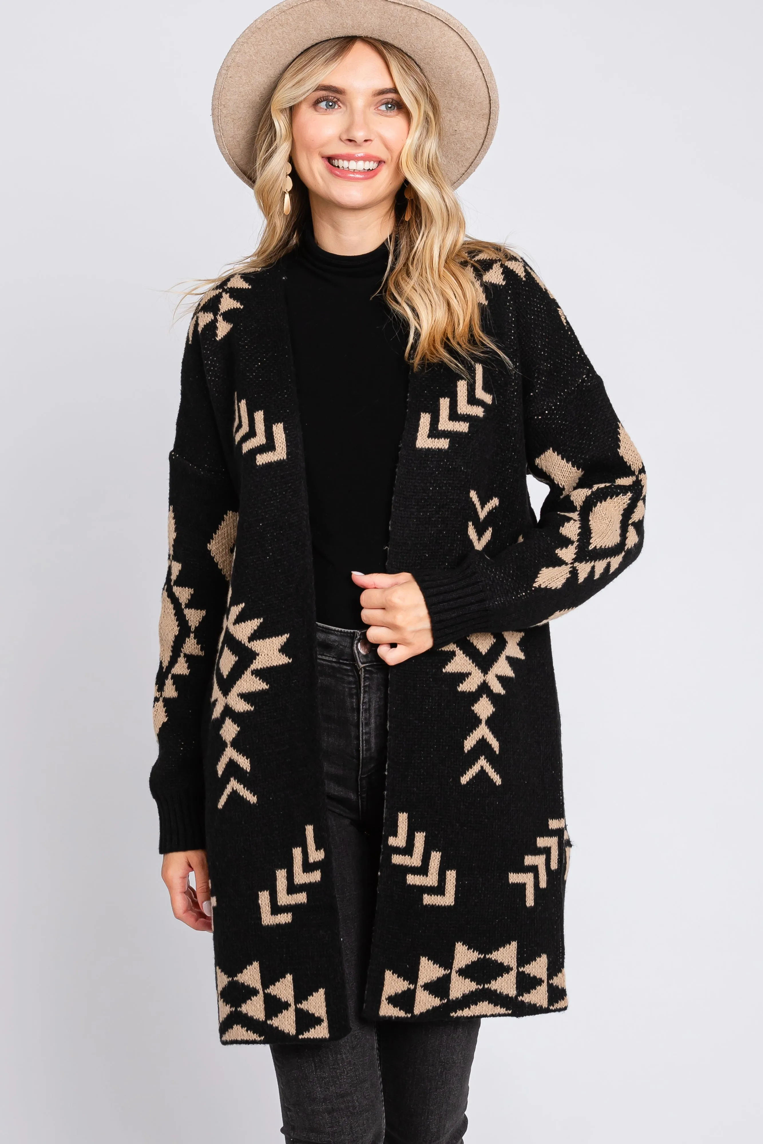 Black Print Cardigan sold by Pinkblush
