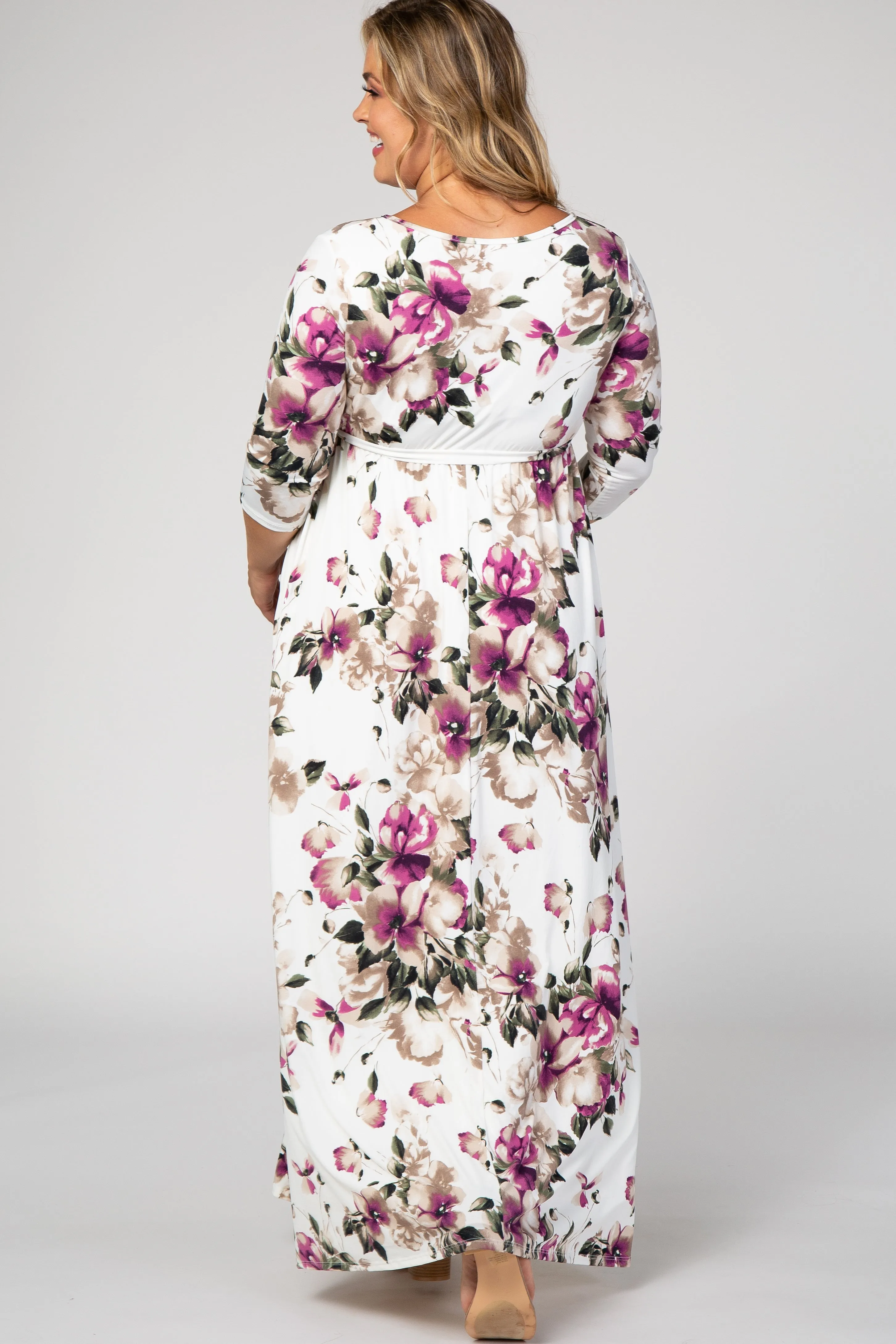PinkBlush White Floral Plus Maternity/Nursing Wrap Maxi Dress sold by Pinkblush product image thumbnail 3