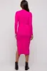 Fuchsia Ribbed Mock Neck Long Sleeve Maternity Midi Dress sold by Pinkblush