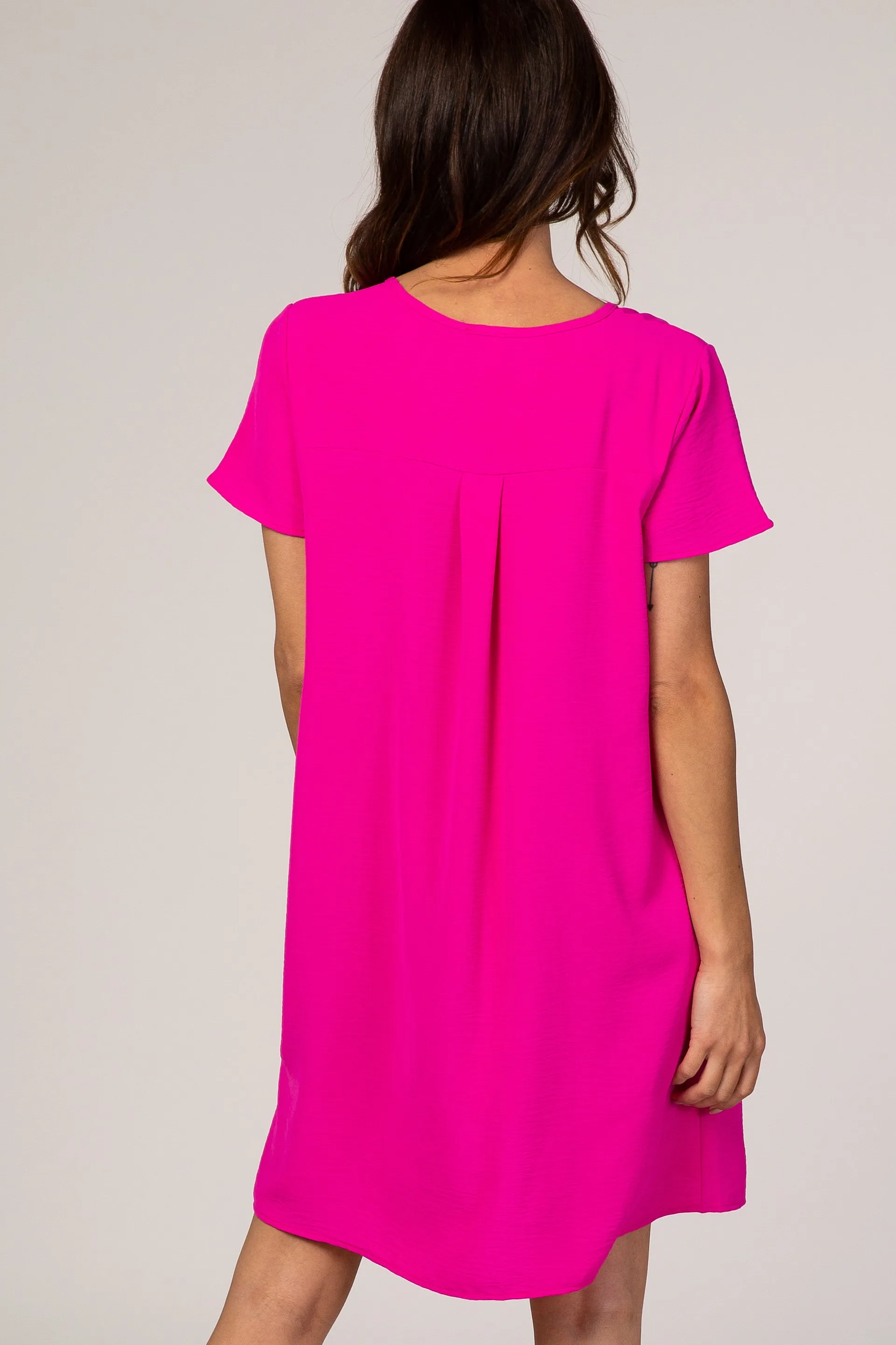 Pink V-Neck Short Sleeve Dress sold by Pinkblush product image thumbnail 4