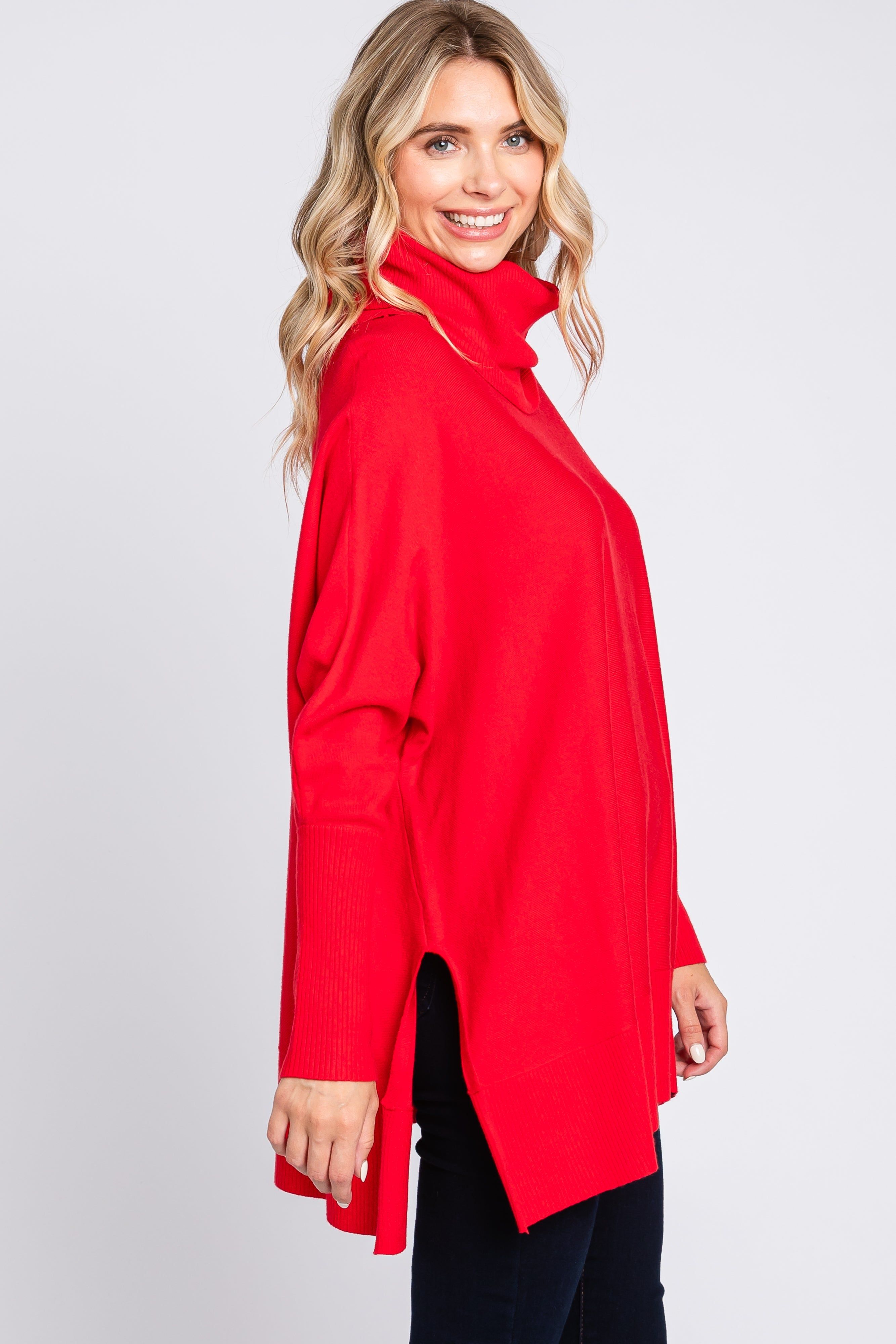 Red Cowl Neck Dolman Sleeve Sweater sold by Pinkblush product image thumbnail 2