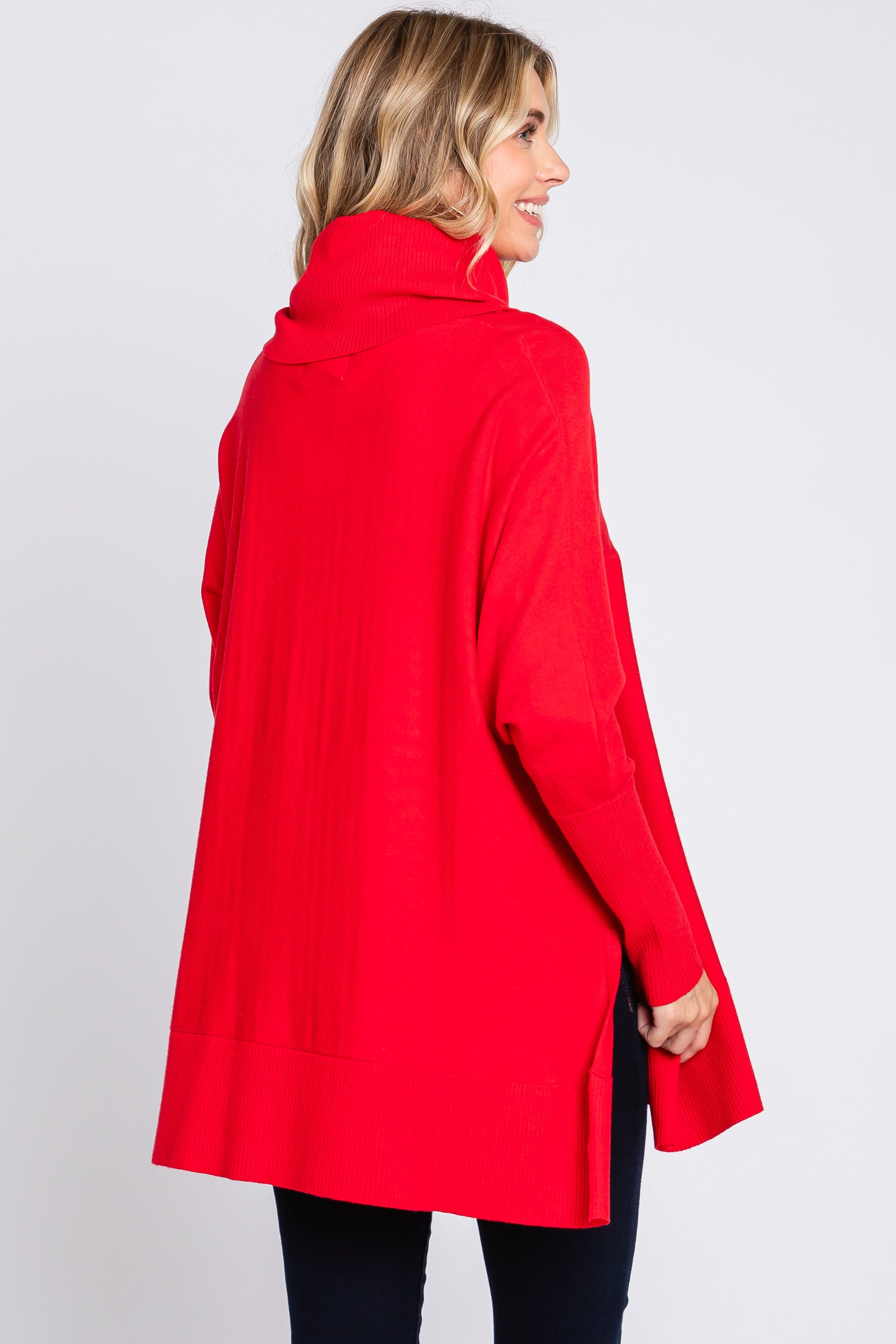 Red Cowl Neck Dolman Sleeve Sweater sold by Pinkblush product image thumbnail 3