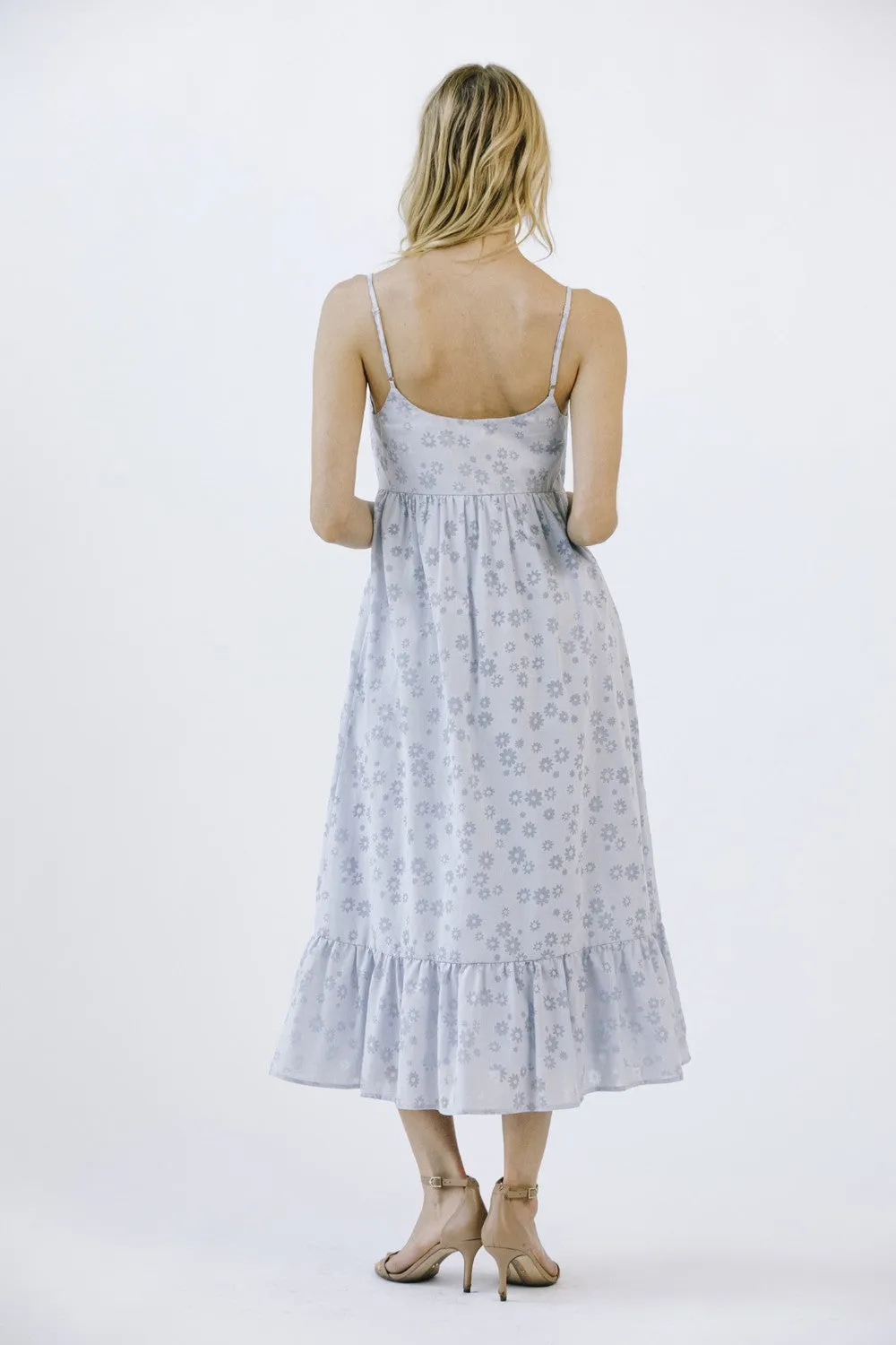 Blue Floral Button Front Sleeveless Midi Dress sold by Pinkblush product image thumbnail 3