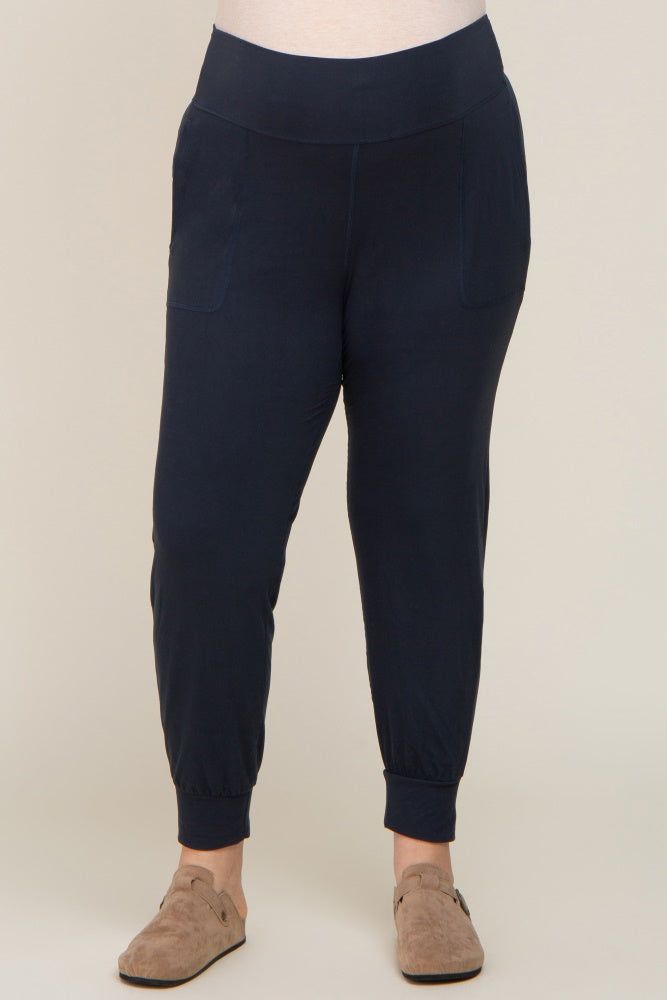 Black Soft Knit Maternity Plus Jogger Pants sold by Pinkblush product image thumbnail 2
