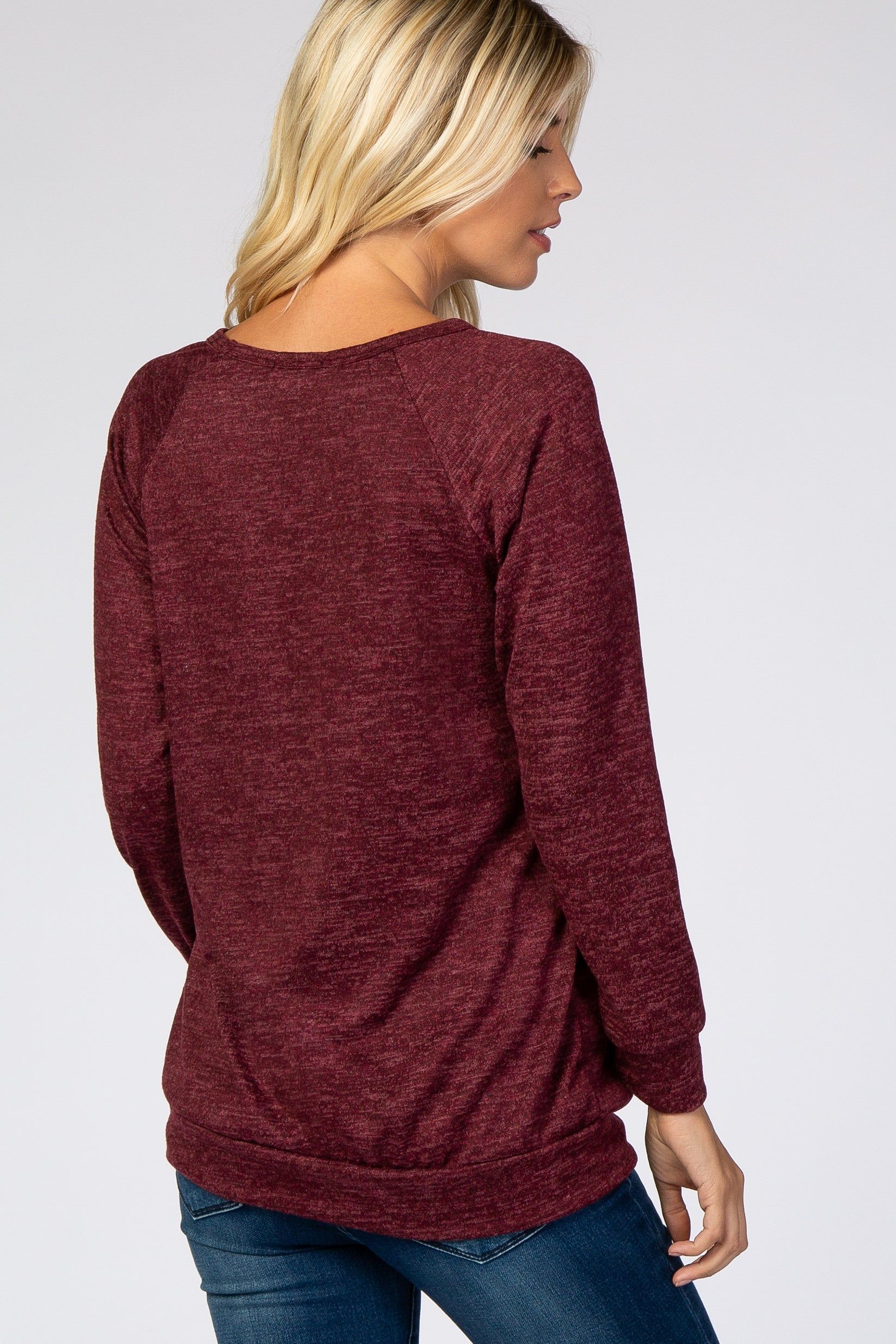 Burgundy Soft Knit Long Sleeve Top sold by Pinkblush product image thumbnail 3
