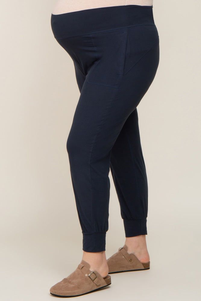 Black Soft Knit Maternity Plus Jogger Pants sold by Pinkblush product image thumbnail 3