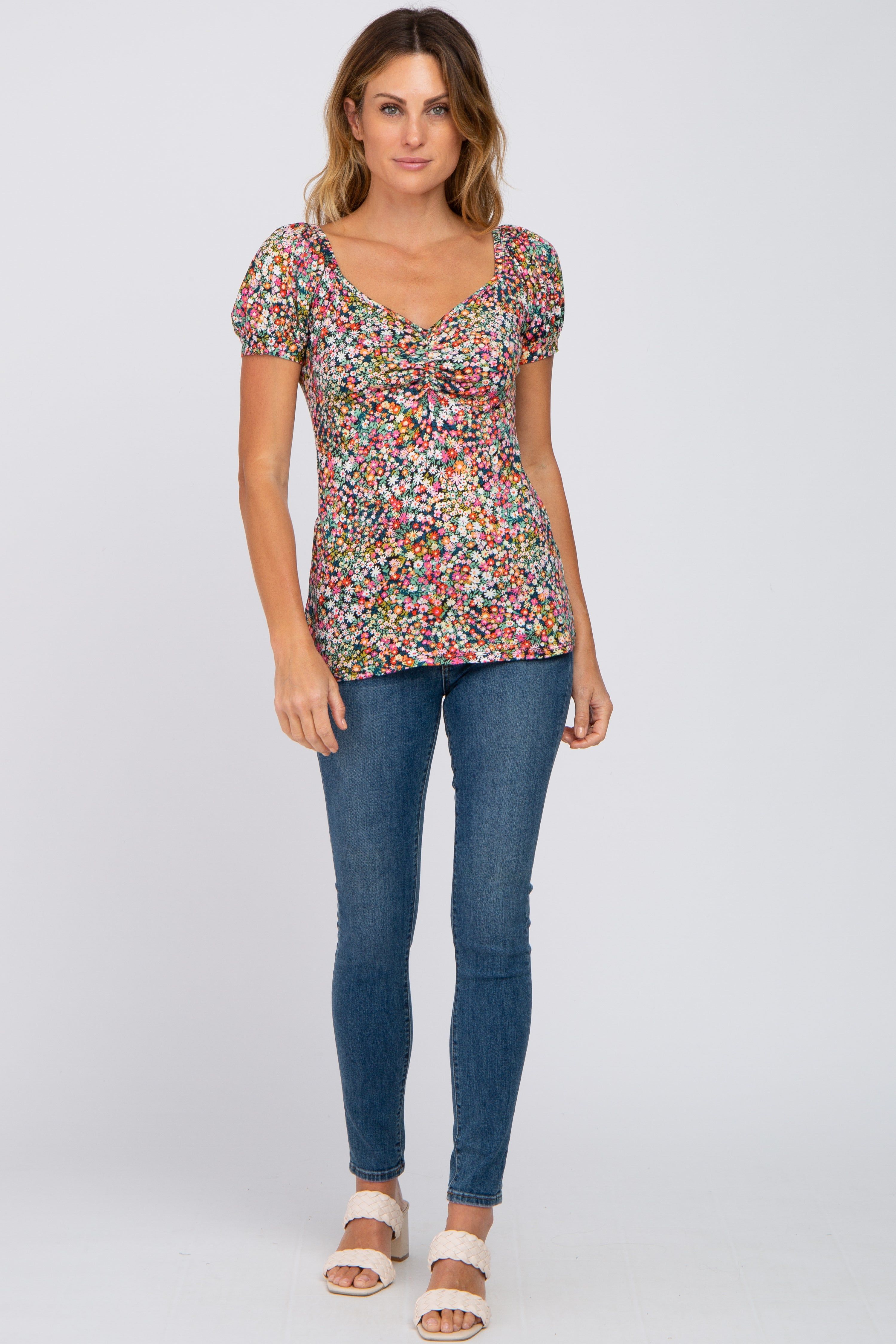 Black Floral Sweetheart Neck Top sold by Pinkblush product image thumbnail 4