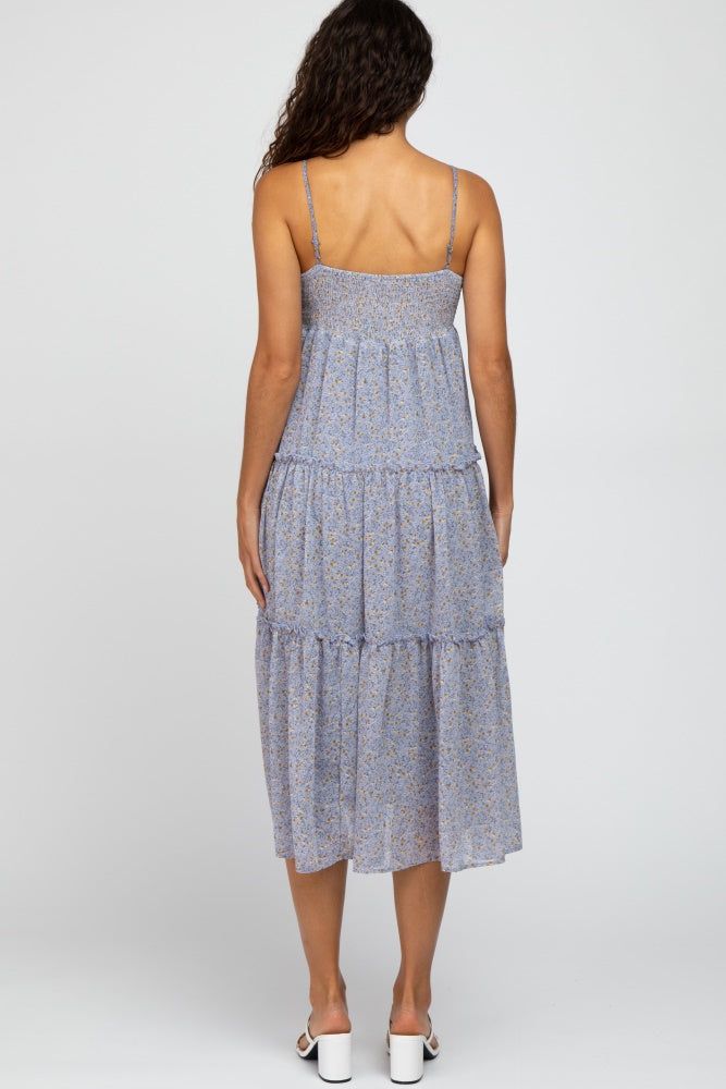 Periwinkle Floral Tiered Maxi Dress sold by Pinkblush product image thumbnail 3
