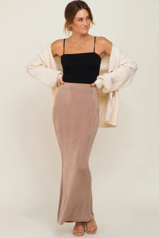Mocha Stretch Knit Maxi Skirt sold by Pinkblush