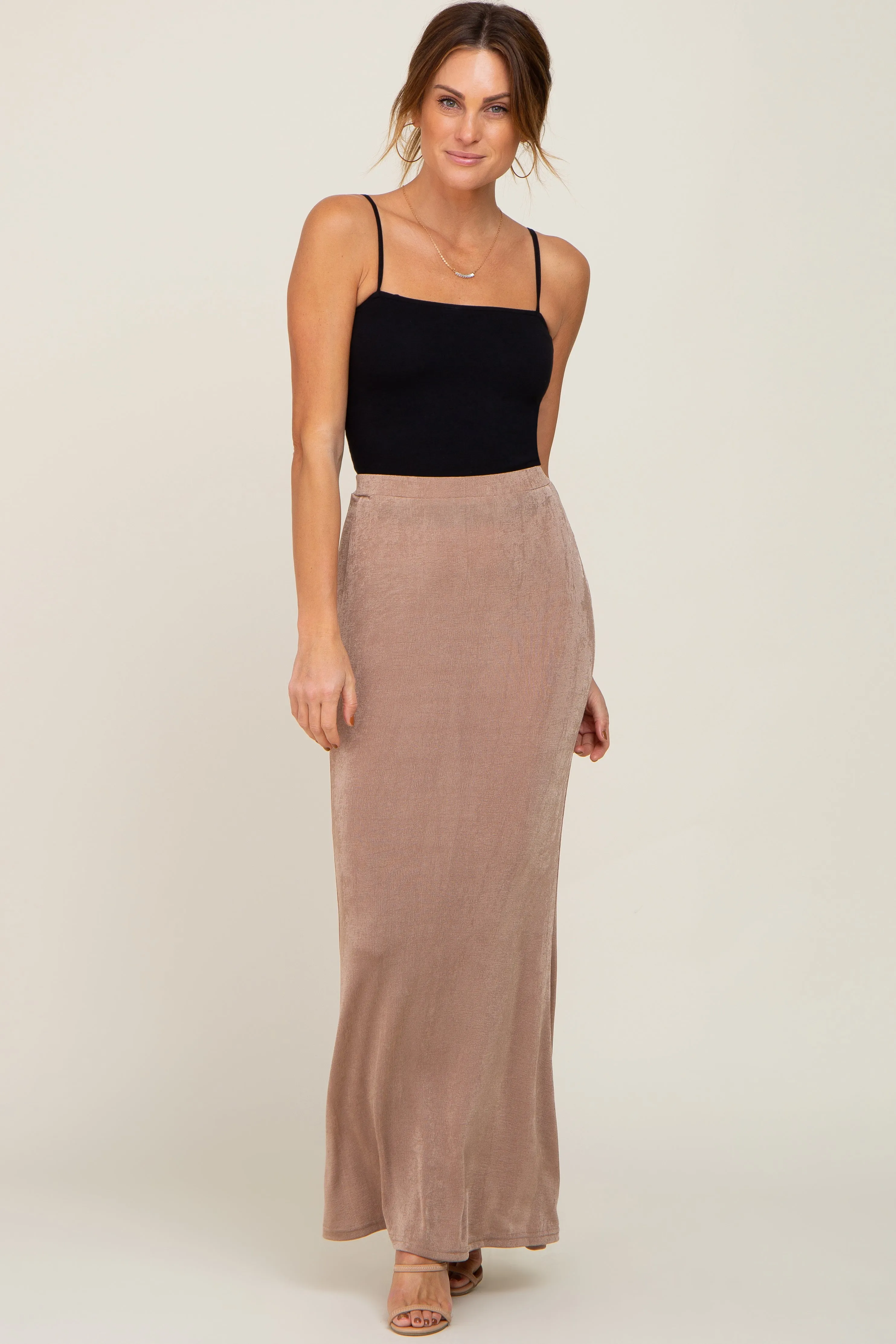 Mocha Stretch Knit Maxi Skirt sold by Pinkblush product image thumbnail 5