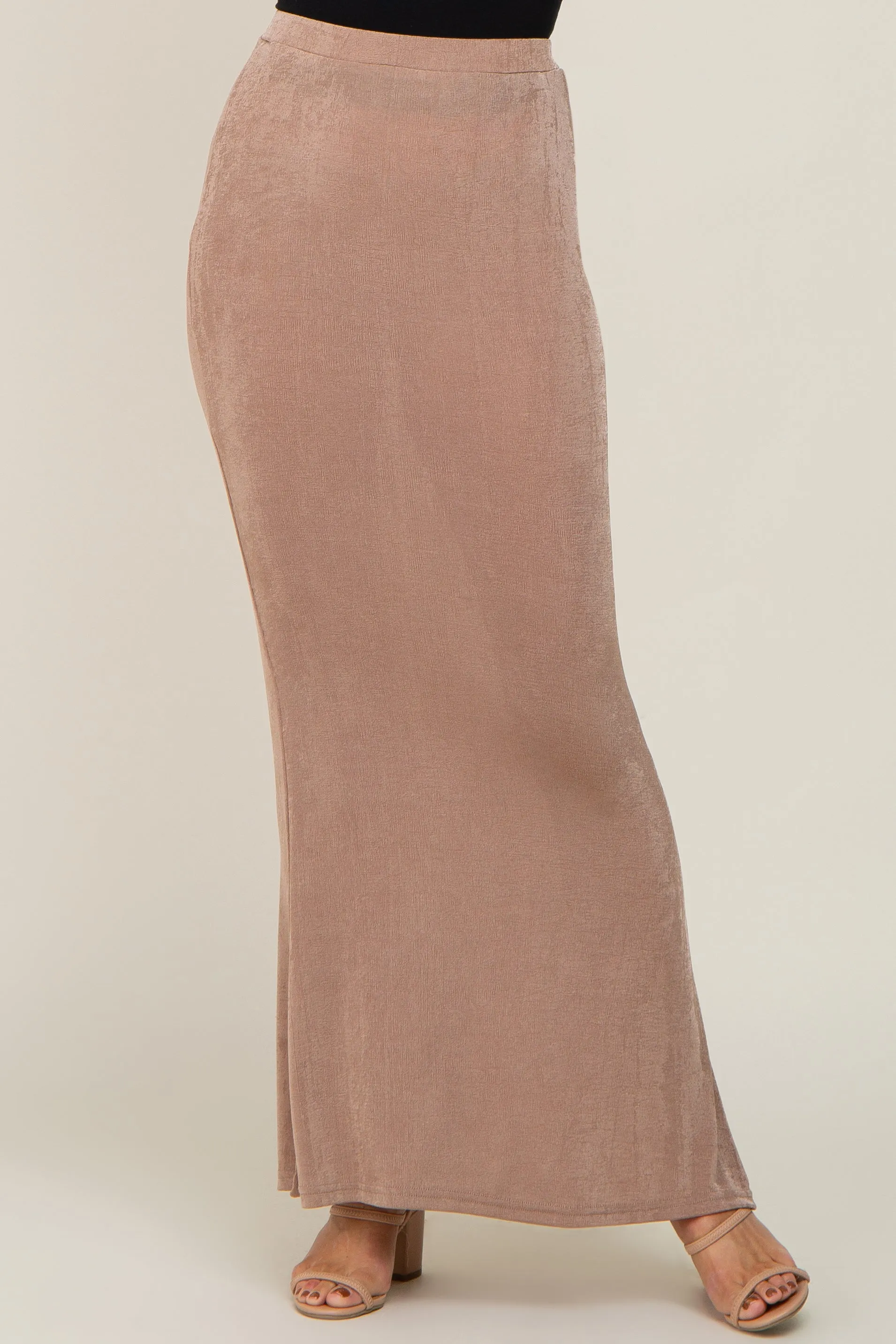 Mocha Stretch Knit Maxi Skirt sold by Pinkblush product image thumbnail 2