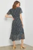 Black Multi Floral Print Midi Dress sold by Pinkblush