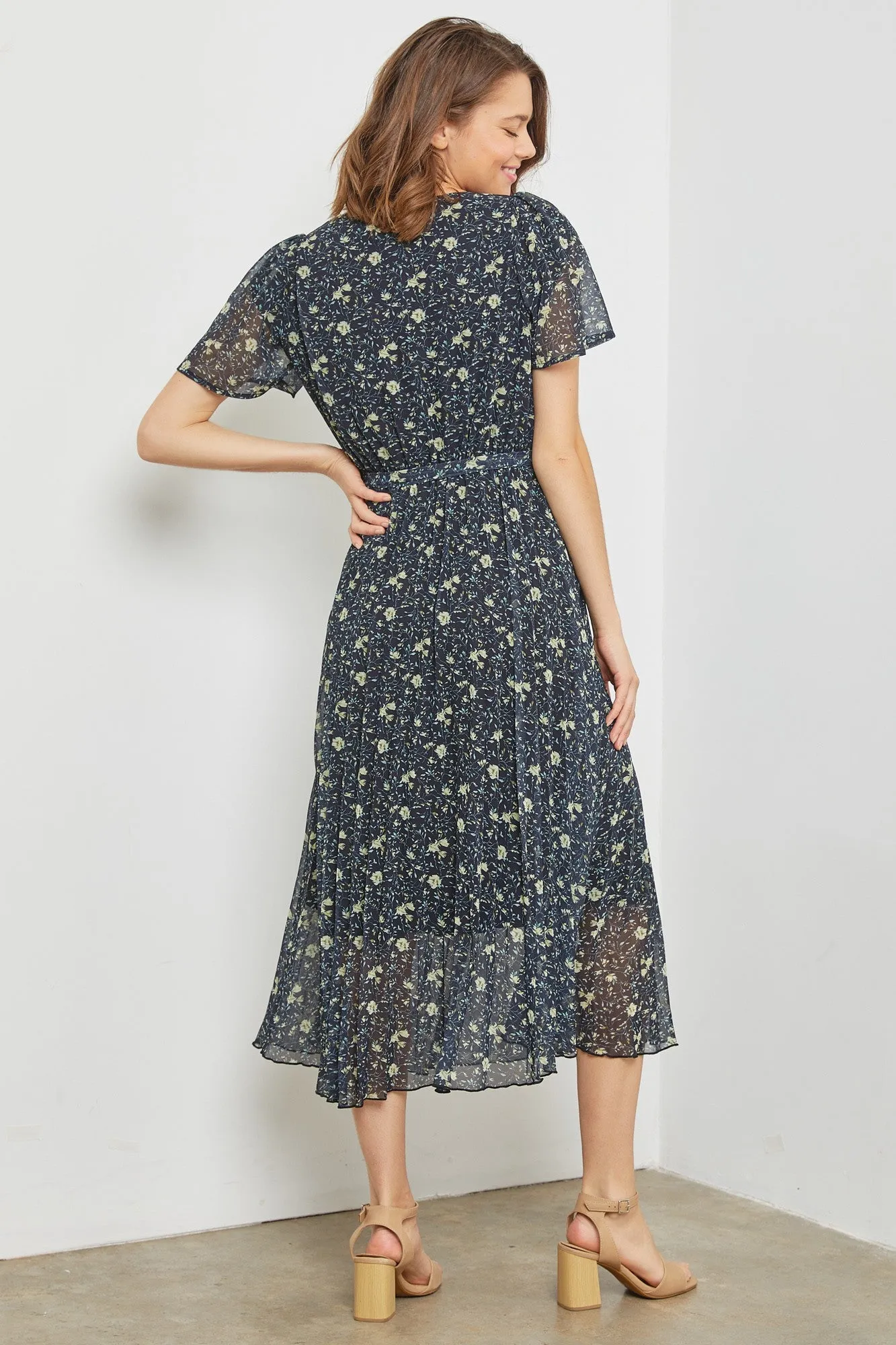 Black Multi Floral Print Midi Dress sold by Pinkblush product image thumbnail 3