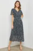 Black Multi Floral Print Midi Dress sold by Pinkblush