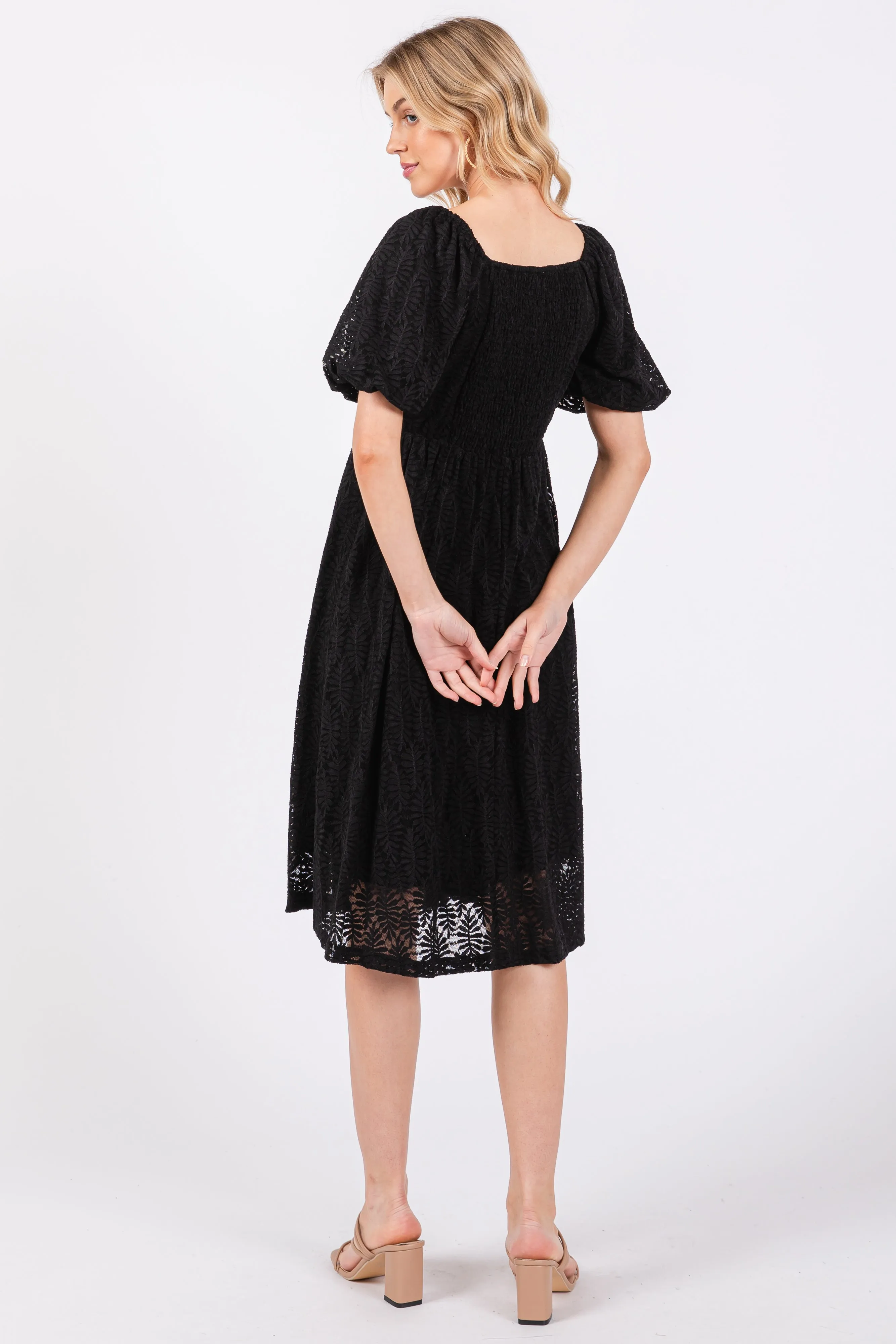Black Lace Square Neck Dress sold by Pinkblush product image thumbnail 3