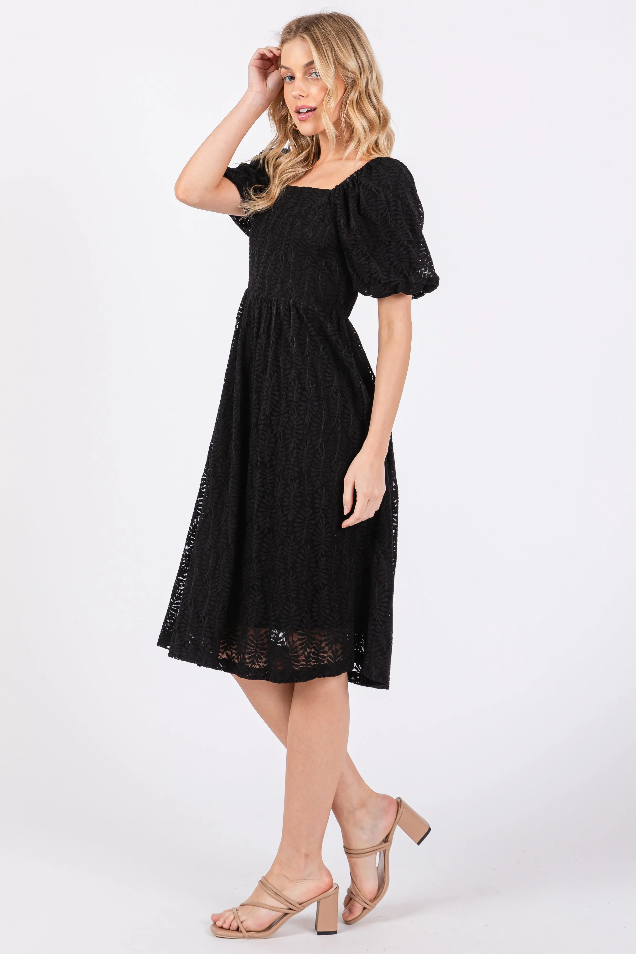 Black Lace Square Neck Dress sold by Pinkblush product image thumbnail 2