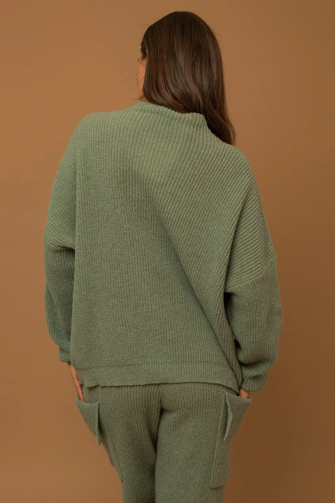Olive Mock Neck Lightweight Sweater sold by Pinkblush product image thumbnail 4