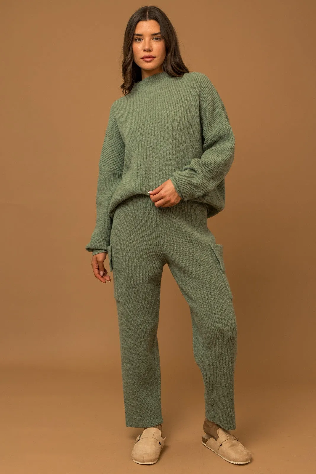 Olive Mock Neck Lightweight Sweater sold by Pinkblush product image thumbnail 5