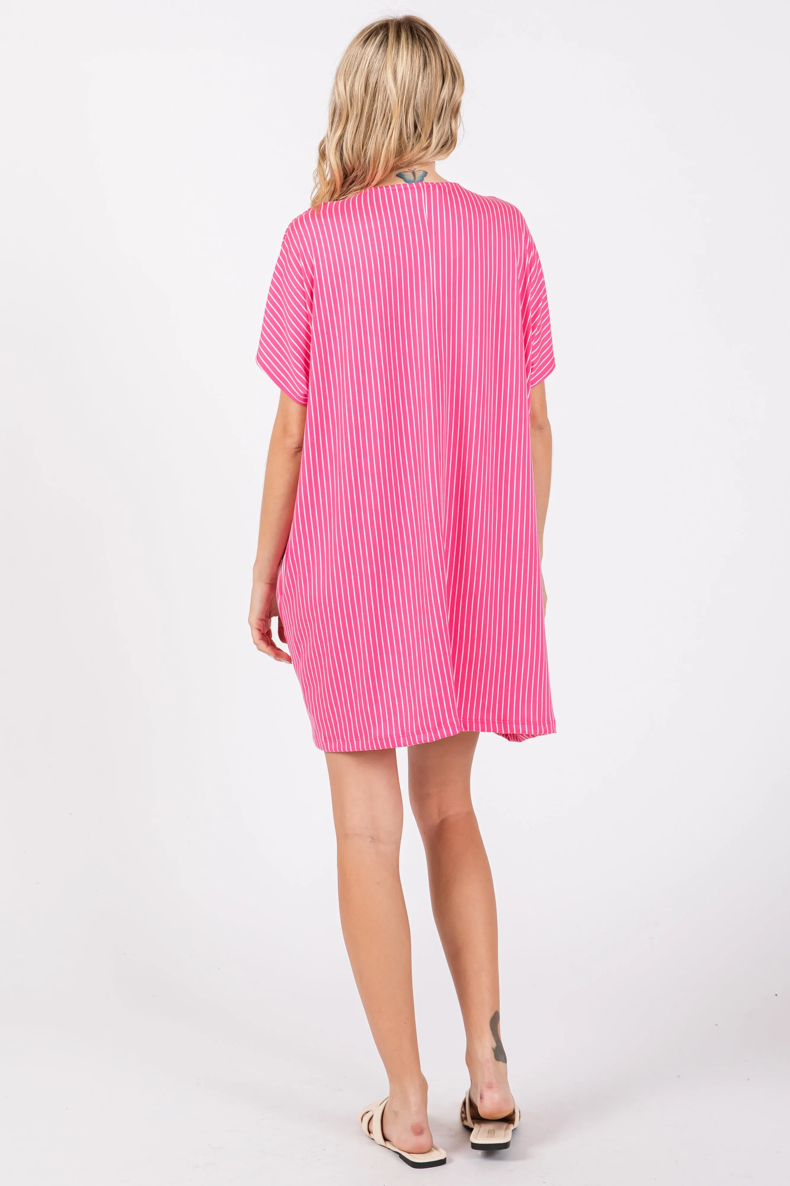 Fuchsia Striped Soft Knit Dress sold by Pinkblush product image thumbnail 3