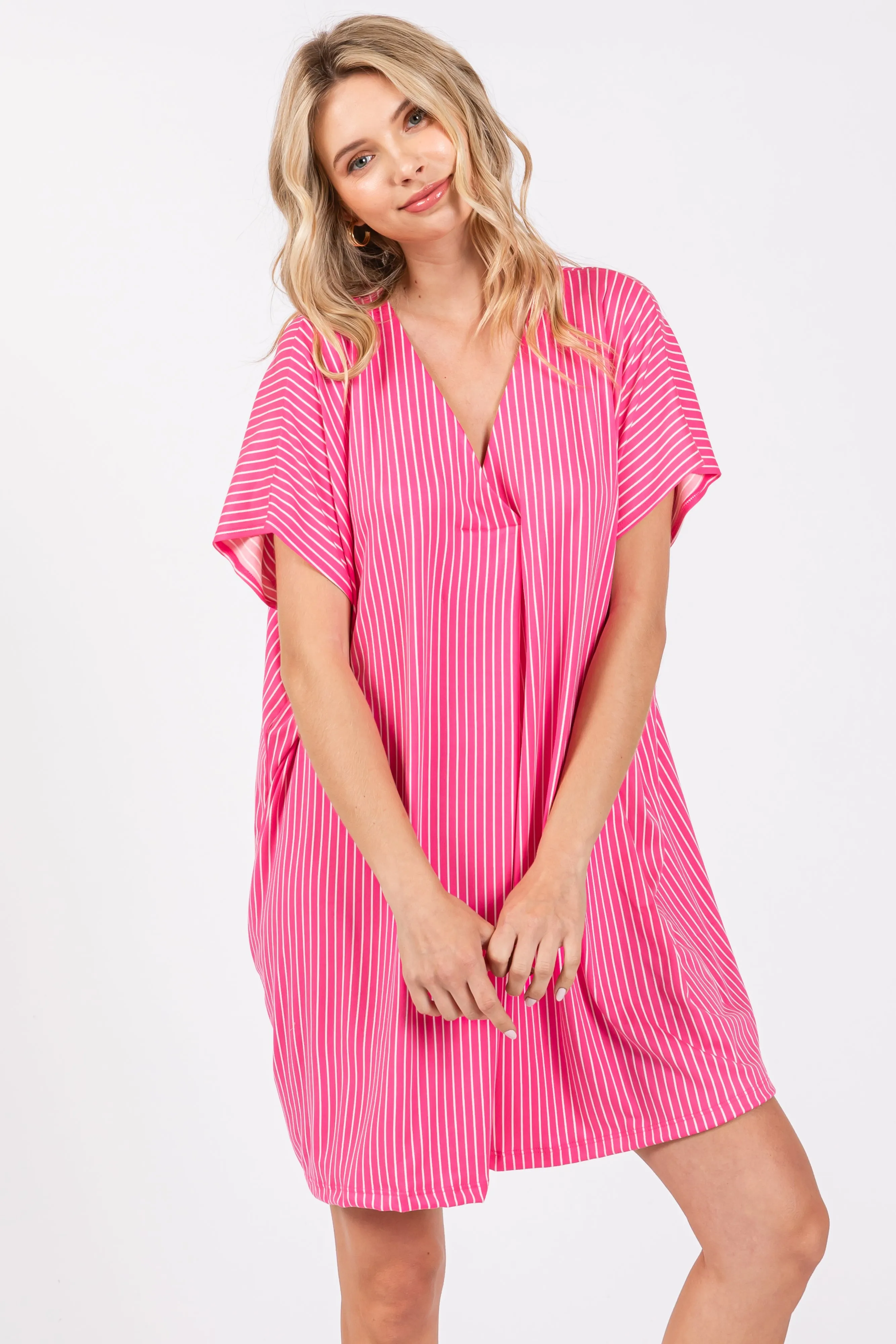 Fuchsia Striped Soft Knit Dress sold by Pinkblush product image thumbnail 4