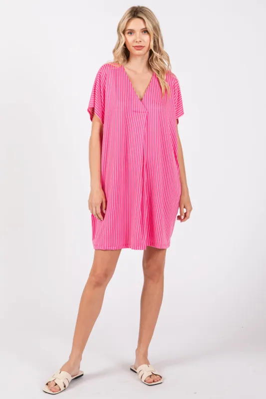 Fuchsia Striped Soft Knit Dress sold by Pinkblush