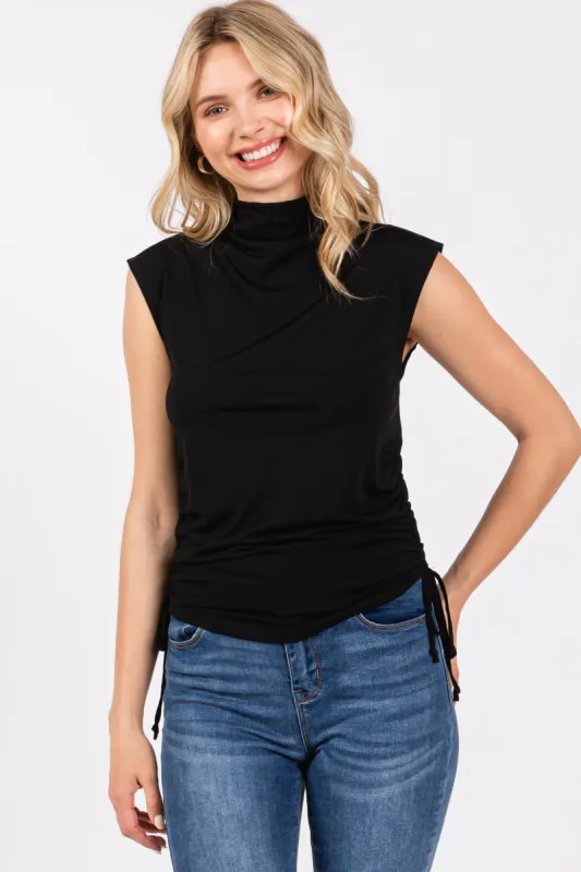 Black Ruched Side Tie Tank Top sold by Pinkblush
