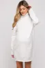 Cream Knit Long Sleeve Turtleneck Maternity Sweater Dress sold by Pinkblush