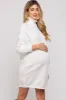 Cream Knit Long Sleeve Turtleneck Maternity Sweater Dress sold by Pinkblush