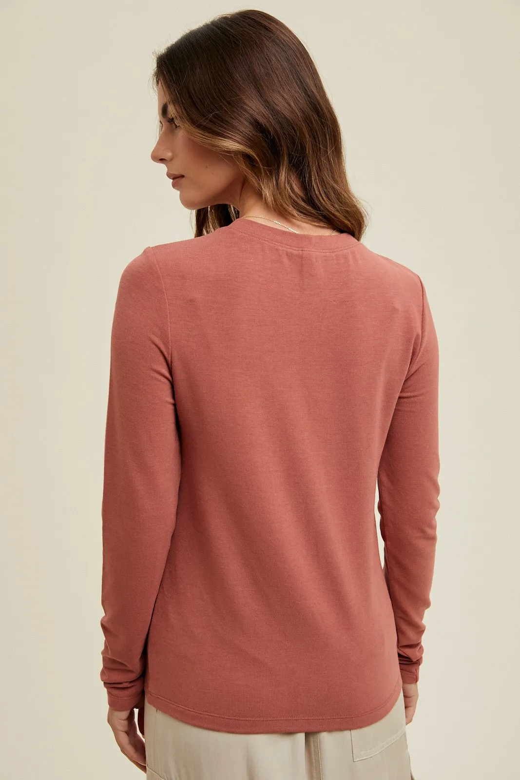 Rust Basic Fitted Long Sleeve Top sold by Pinkblush product image thumbnail 3