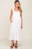 White Ruffle Accent Back Tie Maternity Midi Dress sold by Pinkblush
