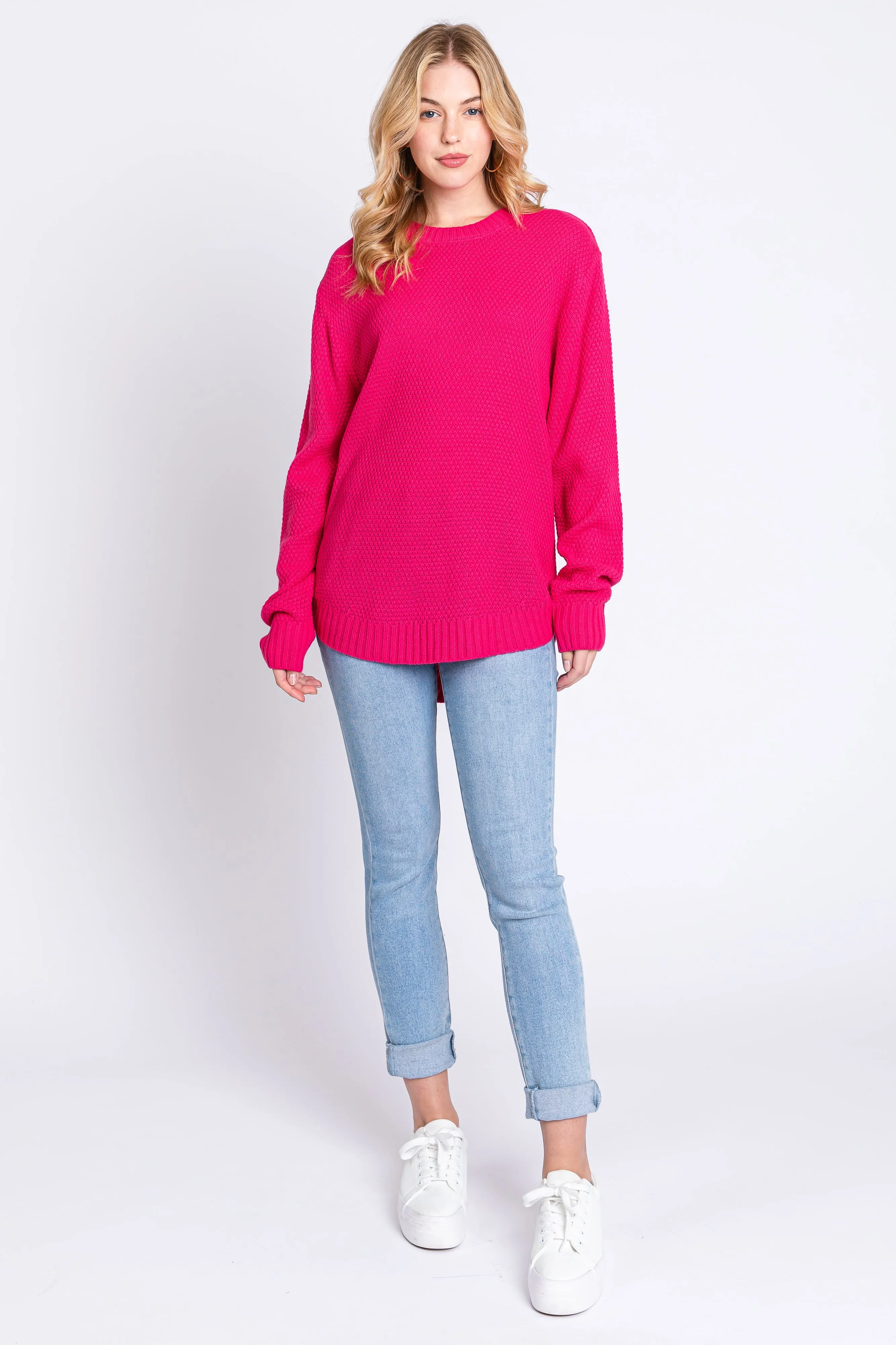 Fuchsia Knit Pullover Sweater sold by Pinkblush product image thumbnail 4