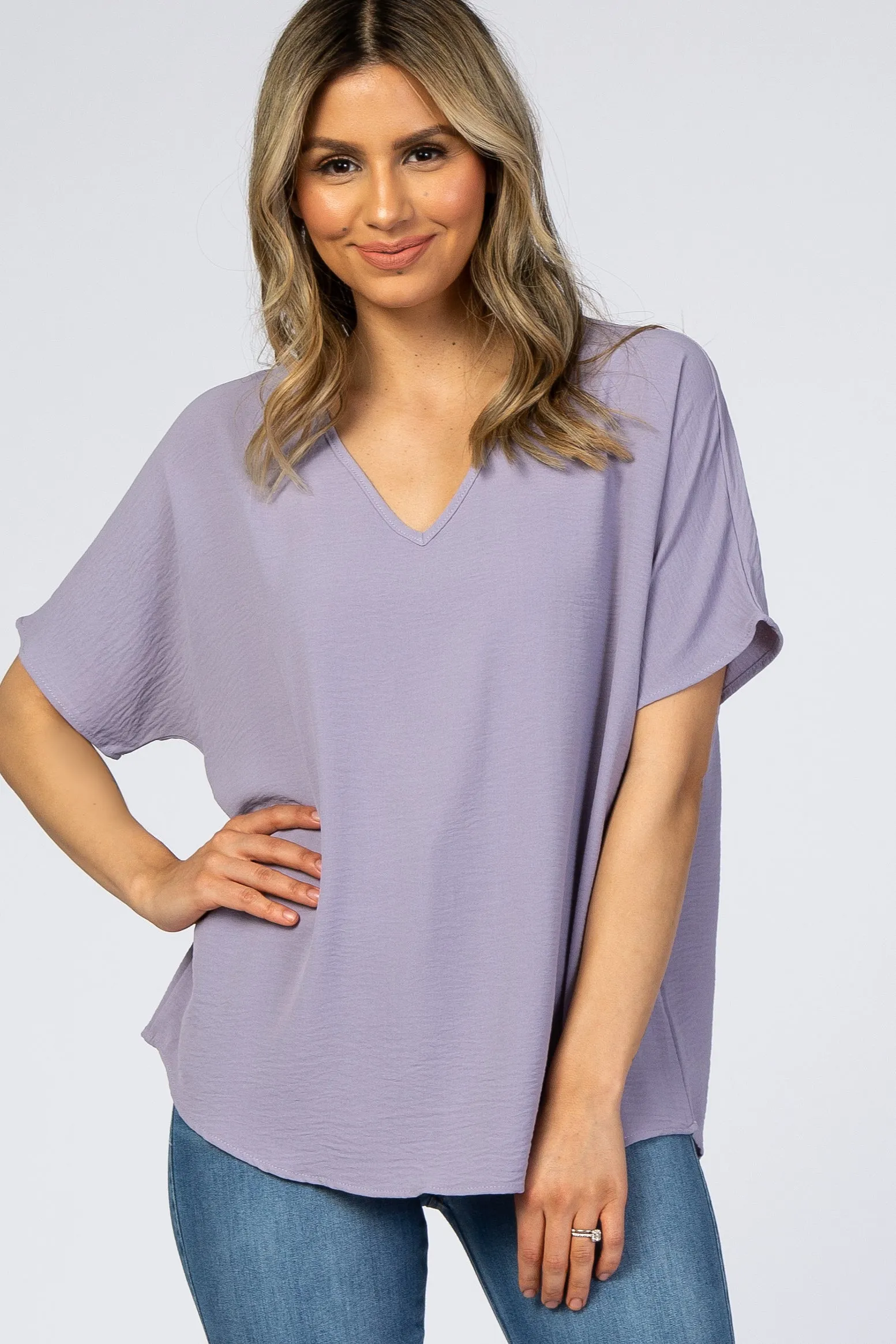 Lavender Short Sleeve Blouse sold by Pinkblush