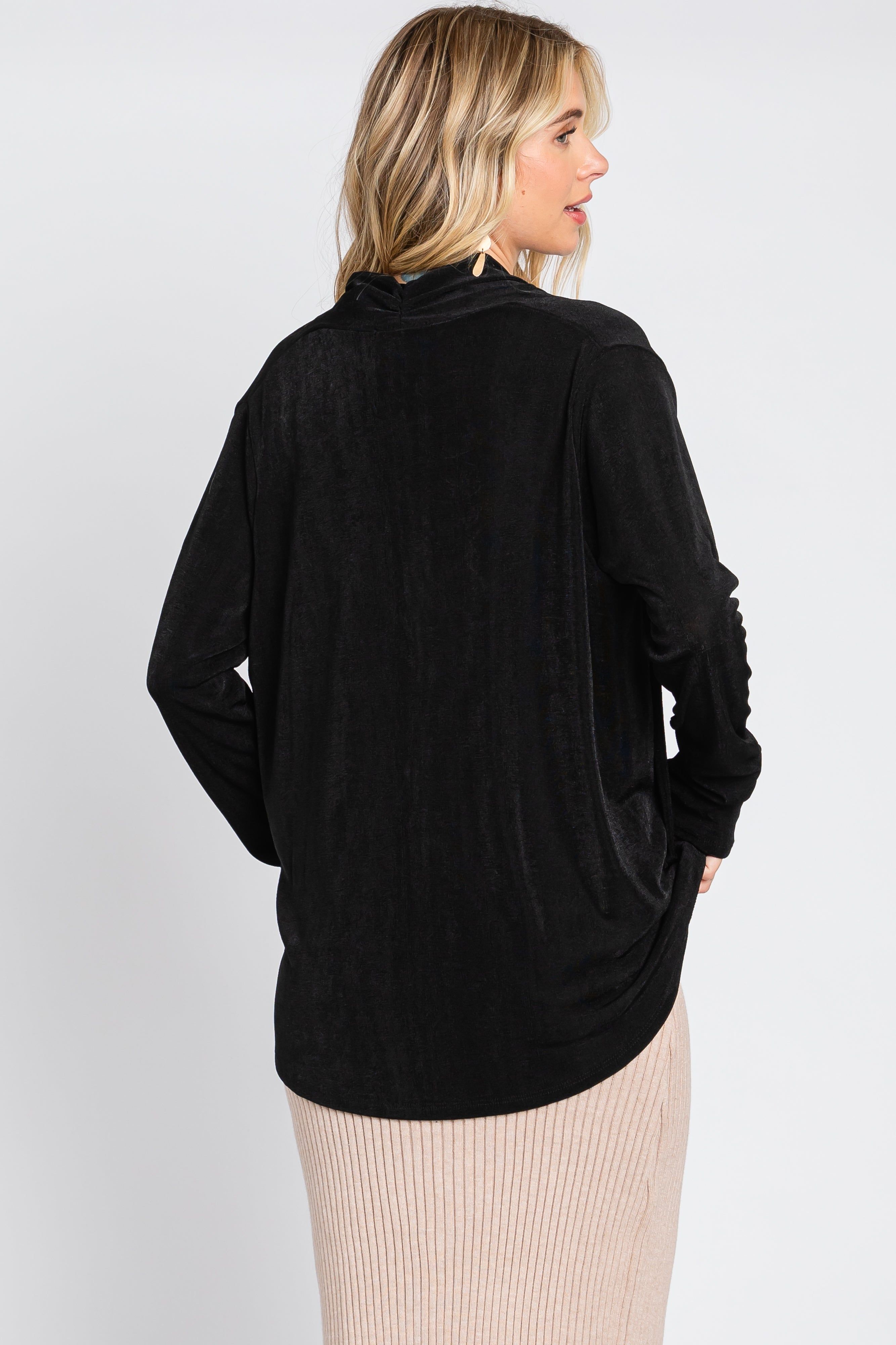 Black Draped Wrap Knit Blouse sold by Pinkblush product image thumbnail 3
