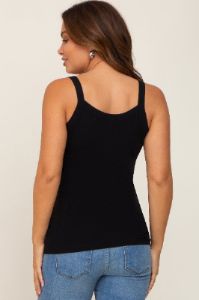 Black Ribbed Maternity Tank Top sold by Pinkblush