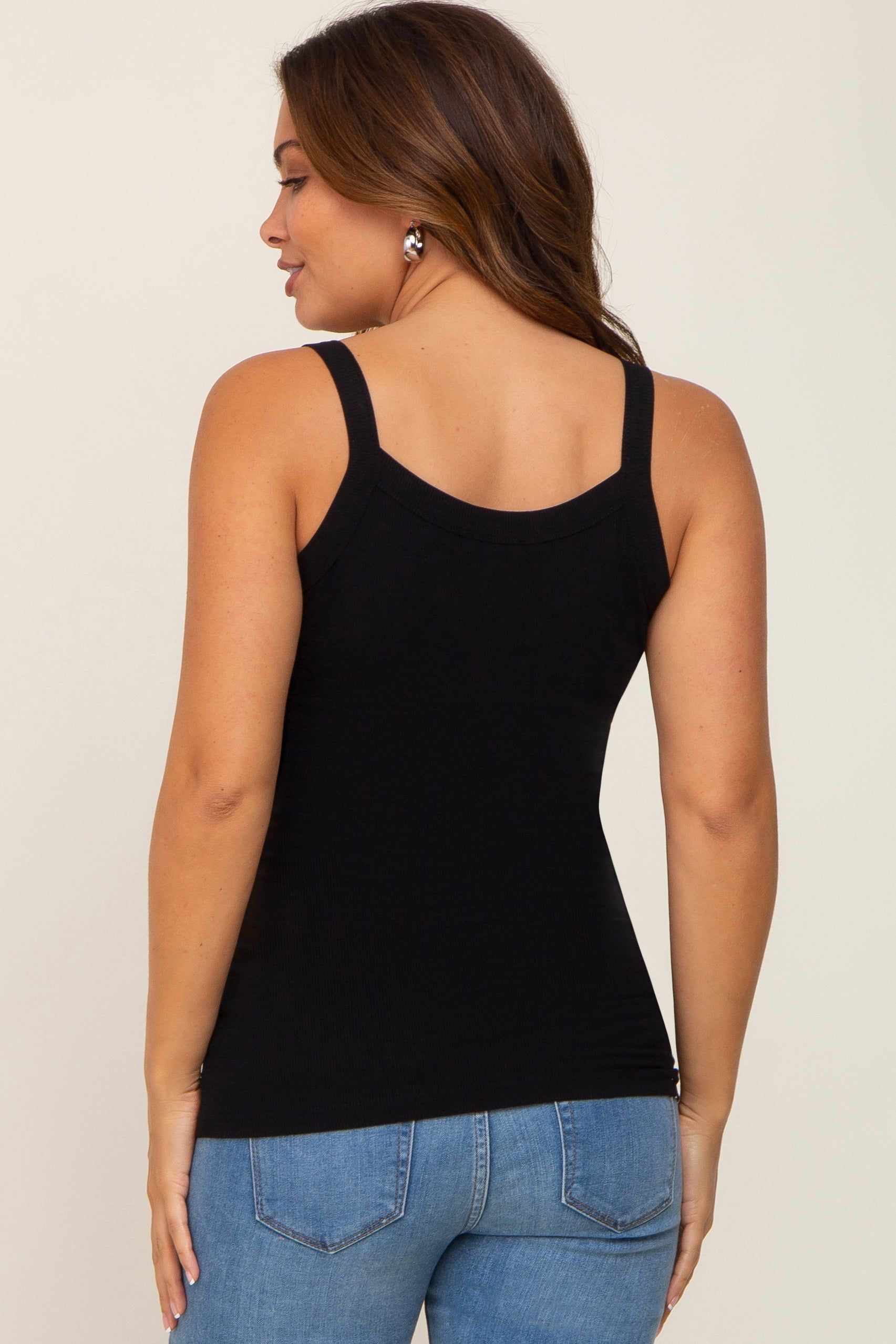 Black Ribbed Maternity Tank Top sold by Pinkblush product image thumbnail 3