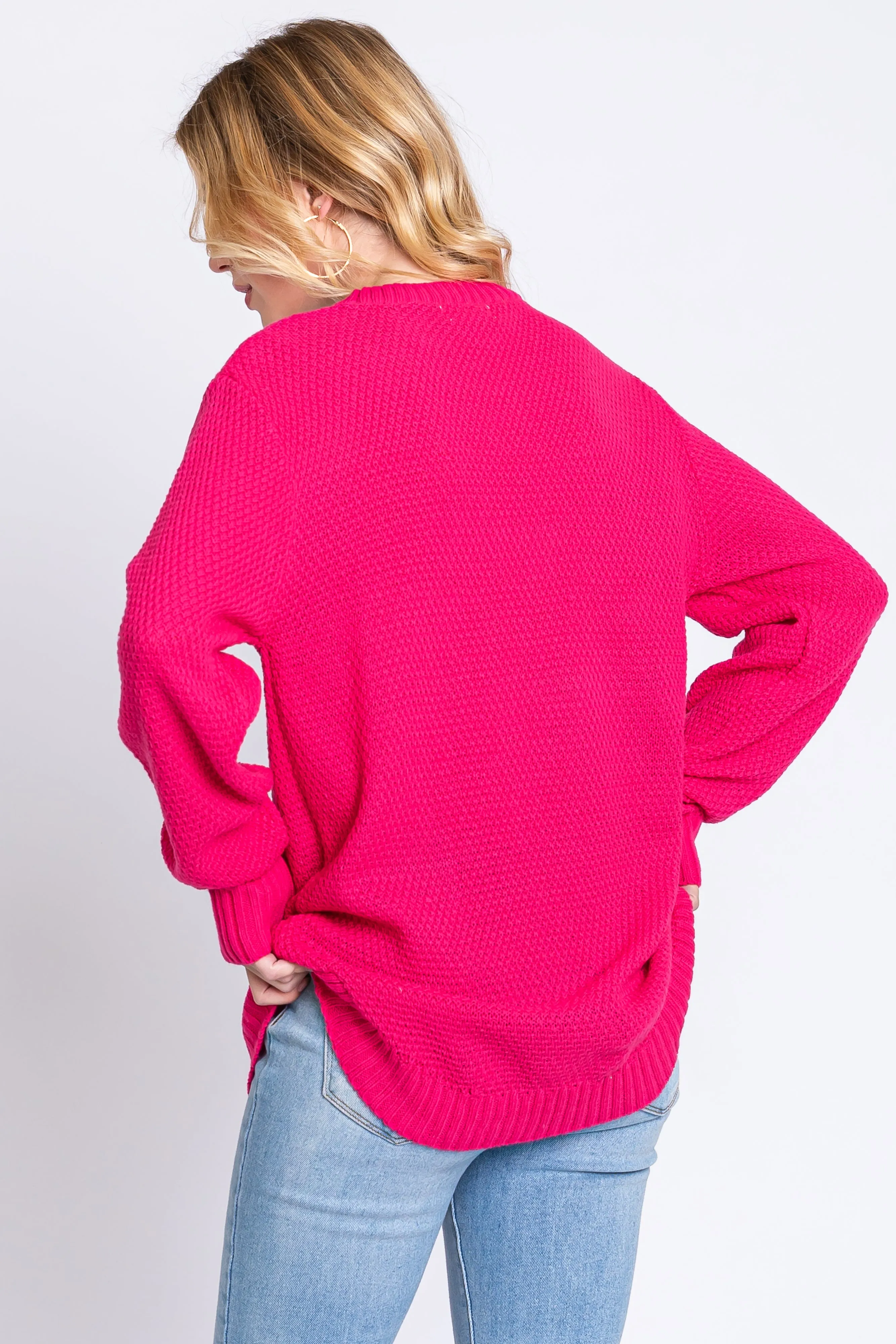 Fuchsia Knit Pullover Sweater sold by Pinkblush product image thumbnail 3