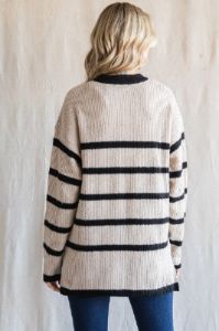 Beige Striped Knit Lightweight Sweater sold by Pinkblush