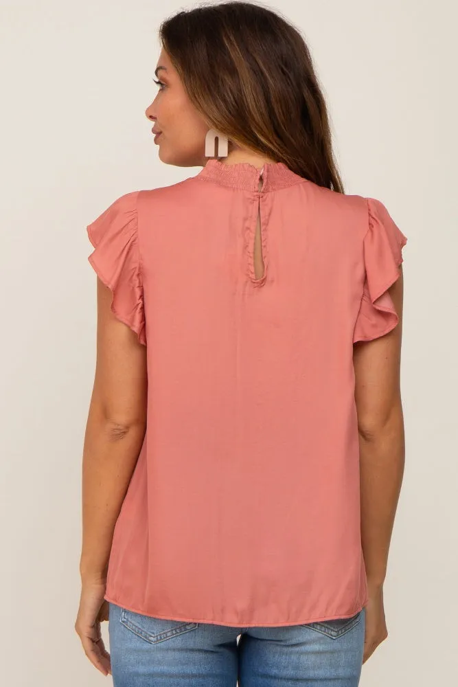 Mauve Mock Neck Flutter Maternity Blouse sold by Pinkblush product image thumbnail 3