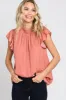 Mauve Mock Neck Flutter Maternity Blouse sold by Pinkblush