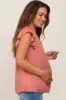 Mauve Mock Neck Flutter Maternity Blouse sold by Pinkblush