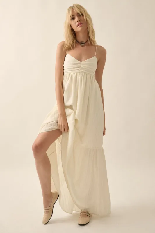 Cream Monochrome Stripe Maxi Dress sold by Pinkblush