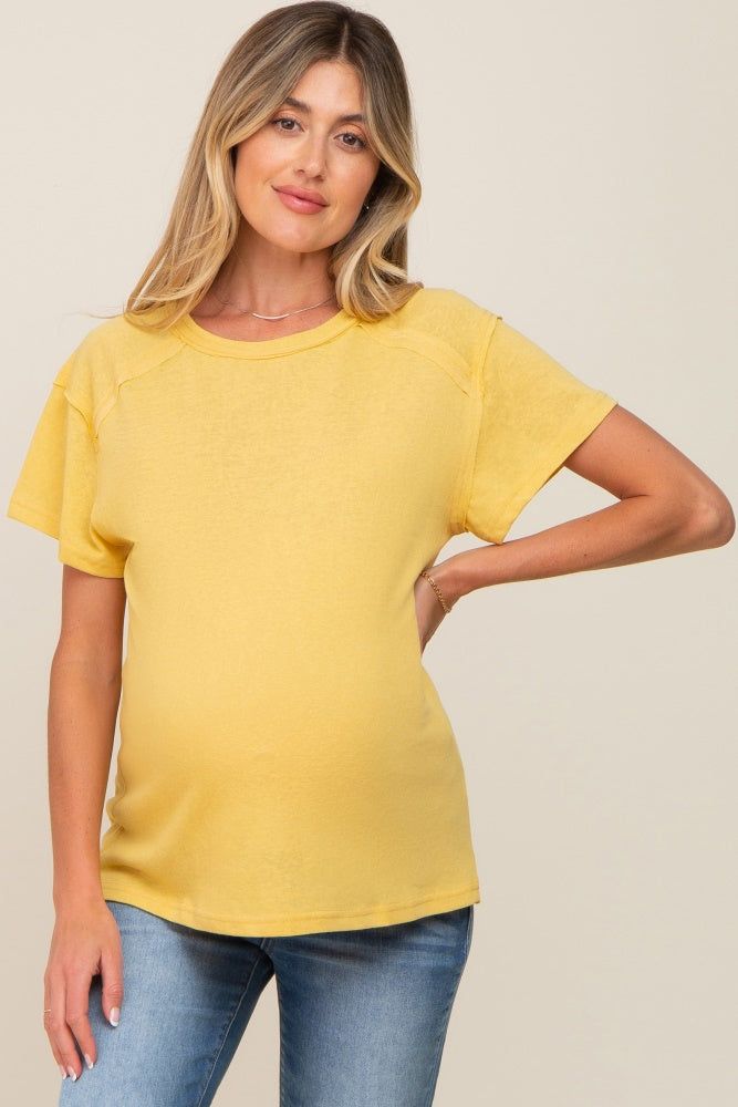 Yellow Raw Hem Maternity Tee sold by Pinkblush