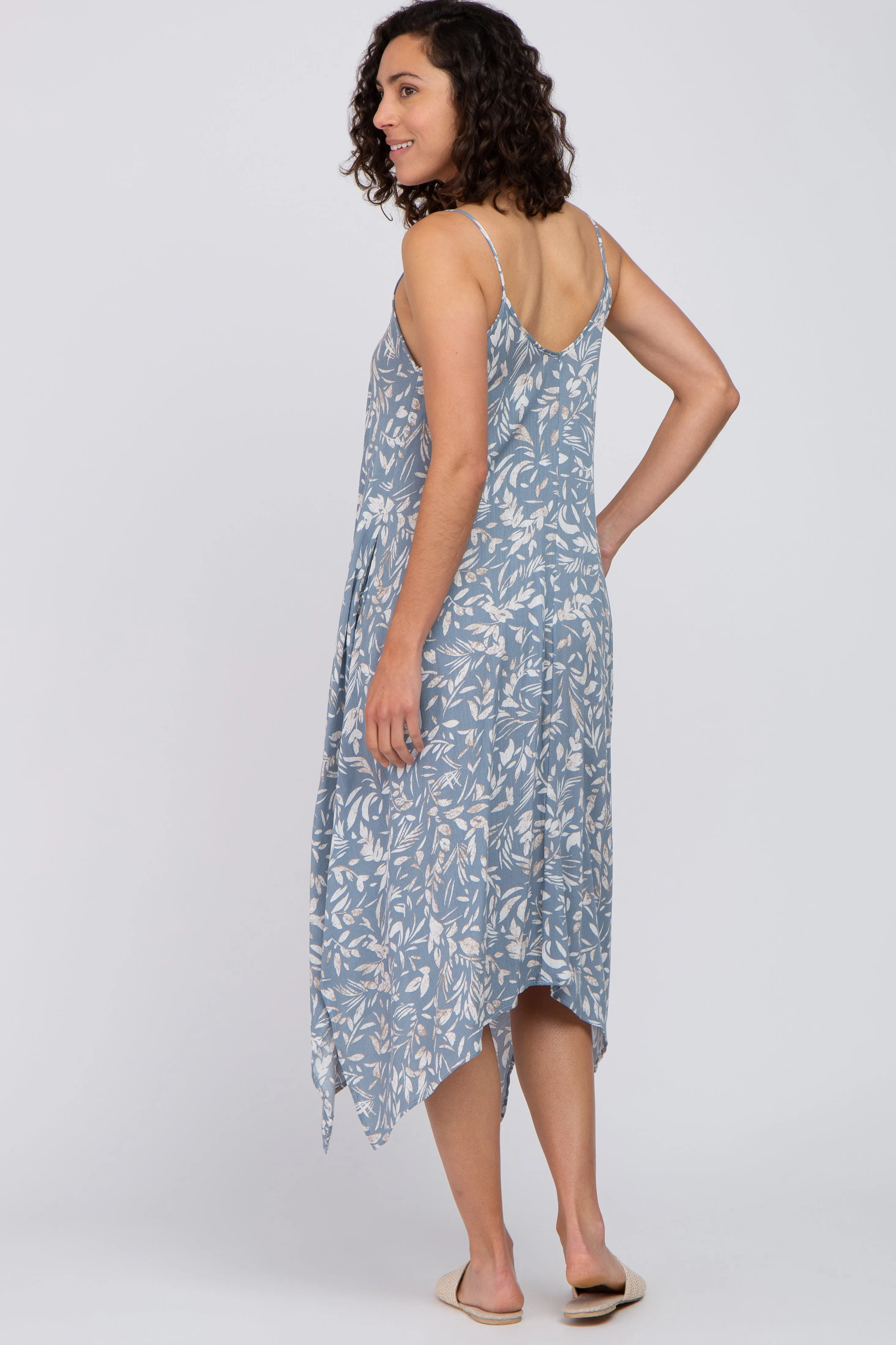 Blue Floral Handkerchief Midi Dress sold by Pinkblush product image thumbnail 3