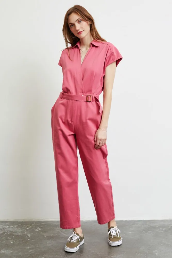 Rose Short Sleeve Jumpsuit With Wrap V-Neck sold by Pinkblush product image thumbnail 2